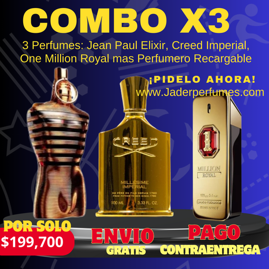 Jean Paul Elixir, Creed Imperial, One million Royal mas Perfumero Recargable ID:88885-3