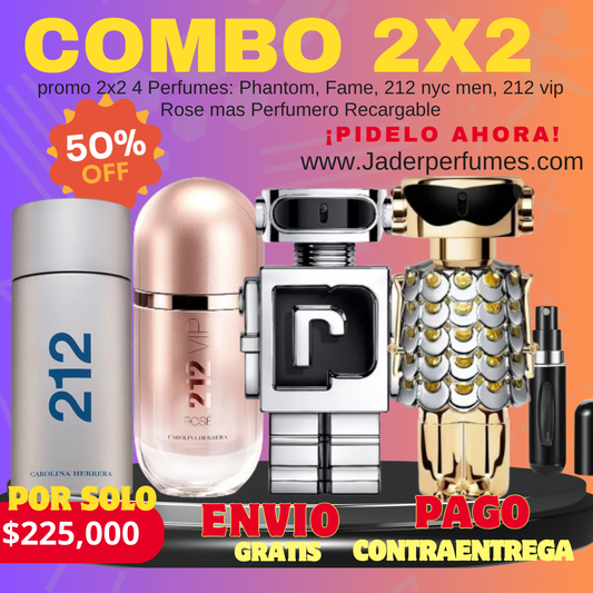 Promo 2x2 4 Perfumes Phantom, Fame, 212 nyc men, 212 vip Rose mas Perfumero Recargable ID:67218-7