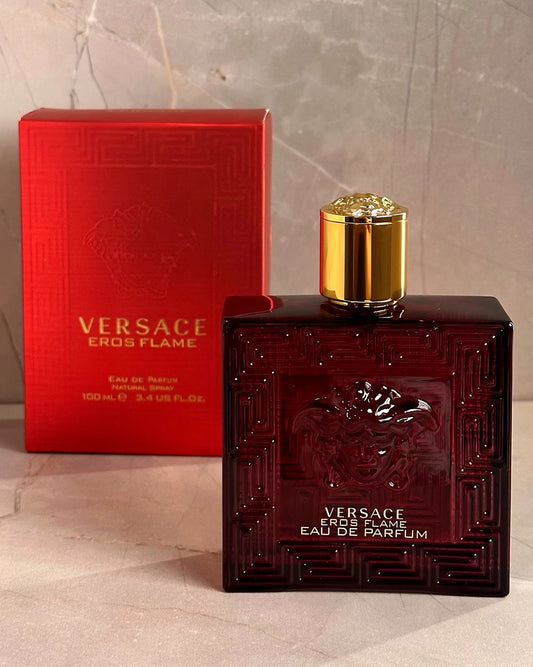 🔥 VERSACE EROS FLAME 100 ML + Perfumero Recargable 🔥 Fragancia masculina — Amaderada, especiada, avainillada y cítrica. ID:49809-2